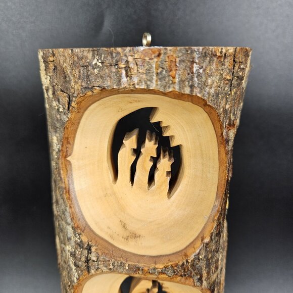 Olive Wood Nativity Scene Wall Art Hand Carved Bethlehem Signed 3 Panel 12" Tall - Picture 3 of 14